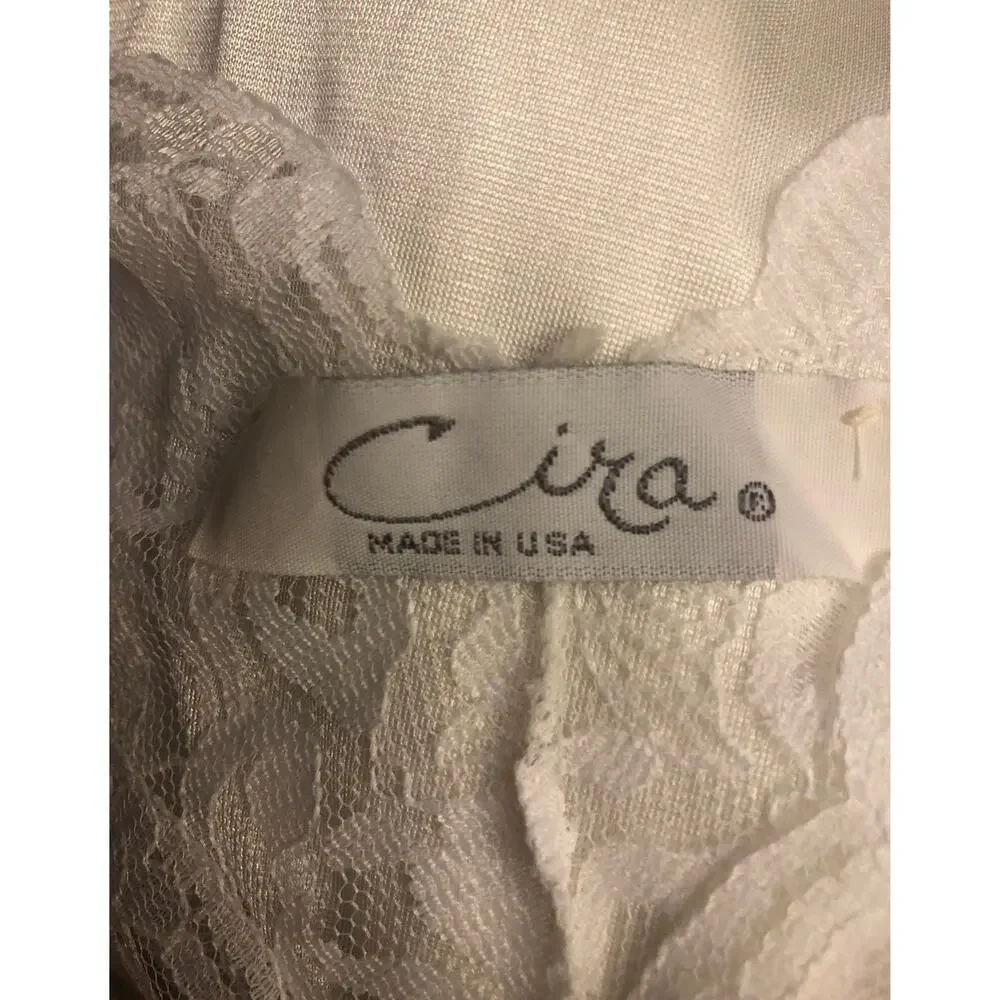 1970s Cira Ivory Lace & Satin Bias-Cut Slip Dress Made in USA size small